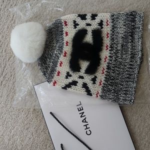 Chanel multi-CC beanie with pom pom